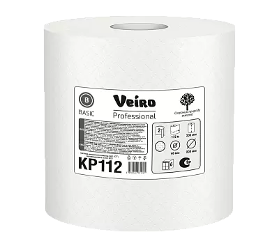 Двухслойные ультрапрочные полотенца бумажные в рулонах с центральной вытяжкой Veiro Professional Basic (KP112)