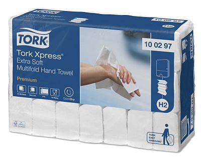 Двухслойные бумажные полотенца в пачках Tork H2 Premium Multifold (100297)
