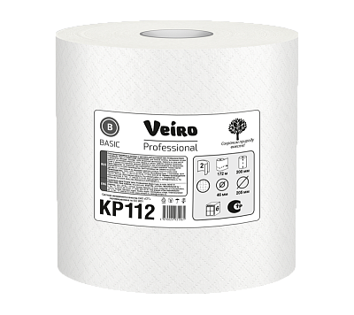 Двухслойные ультрапрочные полотенца бумажные в рулонах с центральной вытяжкой Veiro Professional Basic (KP112)