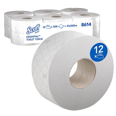Двухслойная туалетная бумага в рулонах Scott® Essential™ Jumbo Roll 
