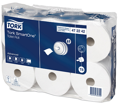 Двухслойная туалетная бумага в рулонах Tork Т8 Advanced SmartOne (472242)