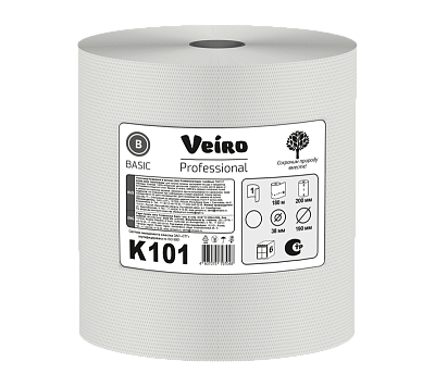Однослойные полотенца бумажные в рулонах Veiro Professional Basic (K101)