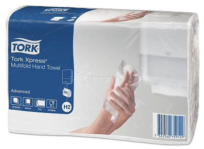 Двухслойные бумажные полотенца в пачках Tork H2 Advanced Multifold (471117)