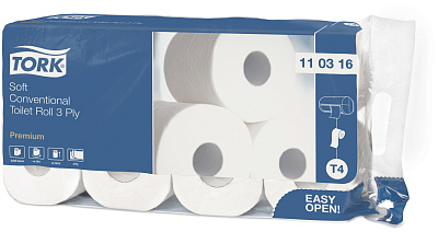 Трехслойная туалетная бумага в рулонах Tork T4 Premium (110316/472241)
