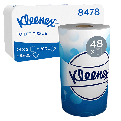 Туалетная бумага в стандартных рулонах Kleenex двухслойная (48 рул х 24,8 м)