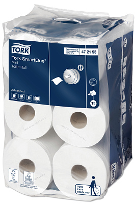 Двухслойная туалетная бумага в рулонах Tork Т9 Advanced SmartOne мини (472193)
