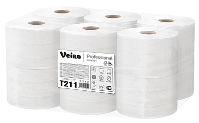 Двухслойная туалетная бумага в малых рулонах с центральной вытяжкой Veiro Professional Comfort (T211)