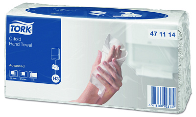 Двухслойные бумажные полотенца в пачках Tork H3 Advanced Singlefold (471114)