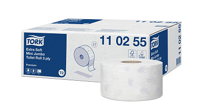 Трехслойная туалетная бумага в рулонах Tork T2 Premium (110255)