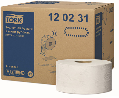Двухслойная туалетная бумага в рулонах Торк T2 Комфорт (120231)