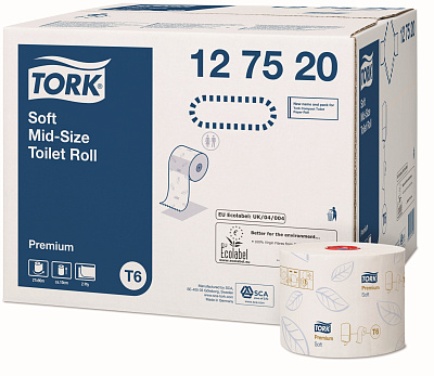 Двухслойная туалетная бумага в рулонах Торк T6 Премиум (127520)