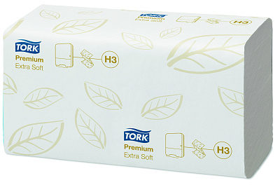 Двухслойные бумажные полотенца в пачках Торк H3 Премиум Синглфолд ультрамягкие (100278)