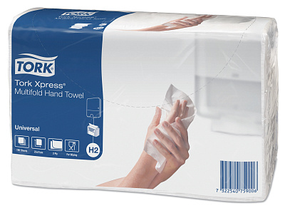 Двухслойные бумажные полотенца в пачках Торк H2 Стандарт Мультифолд (471103)